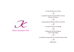 le menu du 29-30 juillet - Auberge du Cheval Blanc