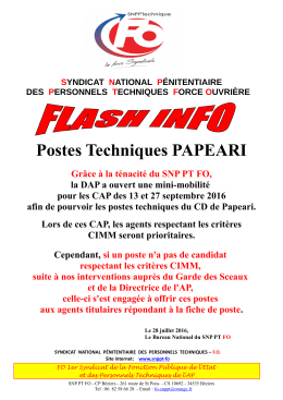 Flash Info 28/07/16 Postes Techniques Papeari - SNPPT