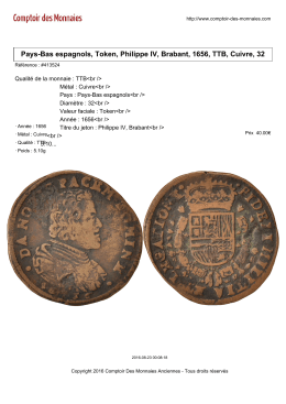 Pays-Bas espagnols, Token, Philippe IV, Brabant, 1656, TTB, Cuivre