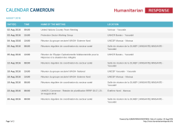 Calendar Cameroun | HumanitarianResponse