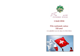 1 Août 2016 Fête nationale suisse 725 ans!