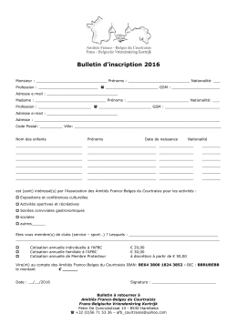 Bulletin d`inscription 2016 - Amities Franco Belges du Courtraisis