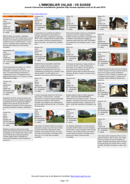 Journal immobilier Valais - Annonces immobilière en Suisse