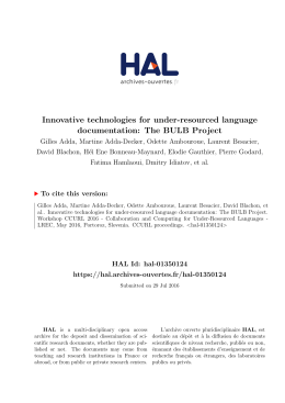 Innovative technologies for under-resourced language - HAL