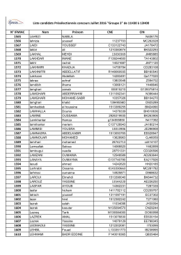 Liste des candidats présélectionnés 24-07