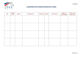 Calendrier des Formations