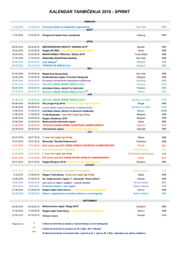 KALENDAR TAKMIČENJA 2016