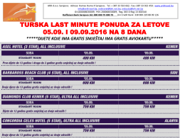 turska last minute ponuda za letove 05.09. i 09.09