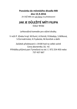 pozvánku do Městského divadla v Mladé Boleslavi