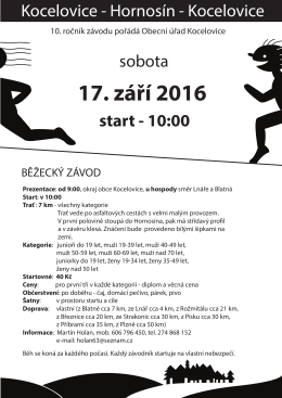 Kocelovice - Hornosín - Kocelovice sobota start