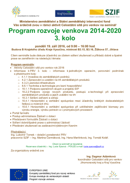 Program rozvoje venkova 2014-2020 3. kolo