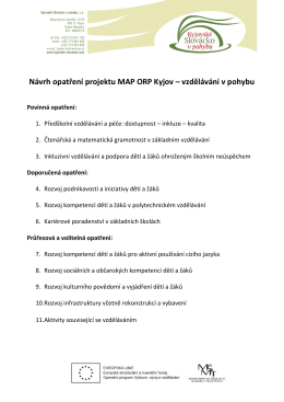 Návrh opatření projektu MAP ORP Kyjov – vzdělávání v pohybu