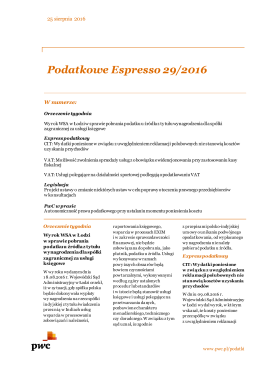 Podatkowe Espresso 29/2016