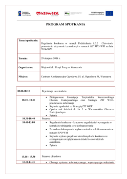 program spotkania - Wojewódzki Urząd Pracy w Warszawie