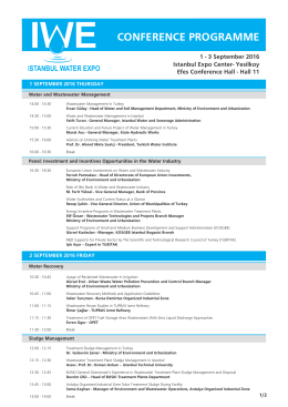konferans programı - IWE Istanbul Water Expo