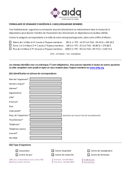 formulaire de demande d`adhésion à l`aidq (organisme membre)
