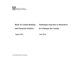 Bank of Canada Banking and Financial Statistics