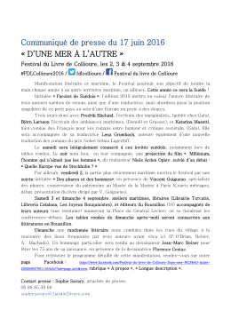 Communiqué de presse Collioure 2016