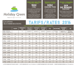 Tarifs 2016 - Holiday Green