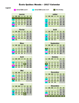 École Québec Monde – 2017 Calendar