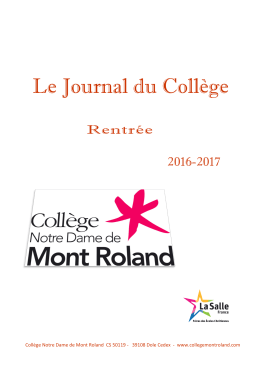 Le Journal du Collège - Collège Notre Dame de Mont Roland