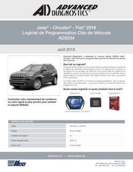 Chrysler® - Fiat® 2016 Logiciel de Programmation Clés de Véhicule