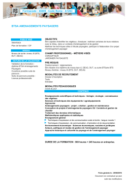 45009 - Code Rome : A1203 BTSA AMENAGEMENTS PAYSAGERS
