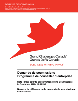 Demande de soumissions - Grand Challenges Canada