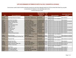 Liste des demandes de permis de vente d`alcool courantes