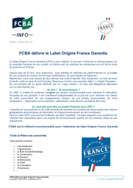 FCBA délivre le Label Origine France Garantie