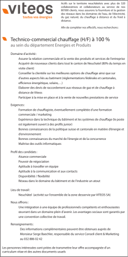 Technico-commercial chauffage (H/F) à 100