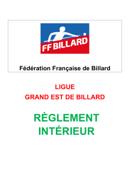 règlement intérieur - Ligue d`Alsace de Billard