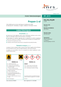 Propan-1-ol (FT 211) - Fiche toxicologique