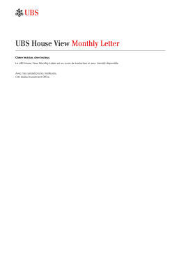 UBS House View Monthly Letter