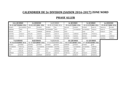Calendrier D2 Zone Nord