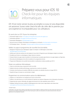Préparez-vous pour iOS 10 Check-list pour les équipes