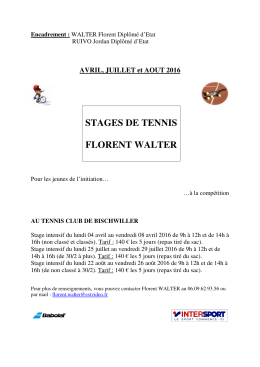 STAGES DE TENNIS FLORENT WALTER
