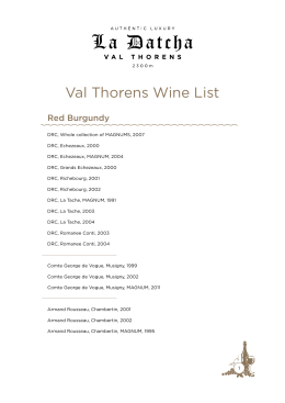Val Thorens Wine List - La Datcha Tinkoff Collection