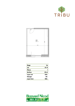 Etage 1er Lot A1-11 Pièces 1 Surface 28 m² Loyer net 930