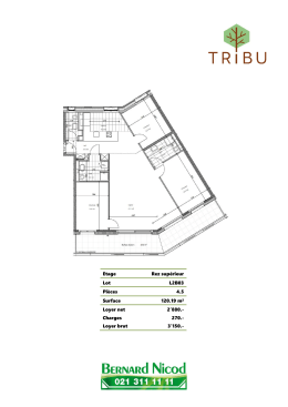 Etage Rez supérieur Lot L2B03 Pièces 4.5 Surface 120.19 m² Loyer