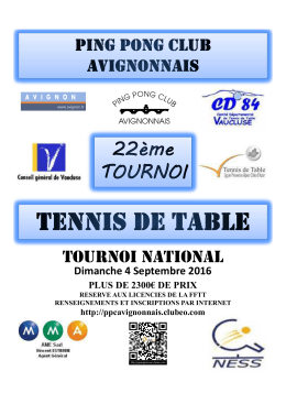 Affiche - Ligue PACA Tennis de Table
