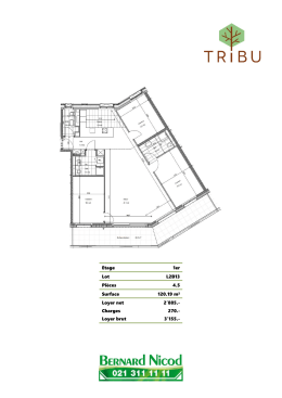 Etage 1er Lot L2B13 Pièces 4.5 Surface 120.19 m² Loyer net 2`885