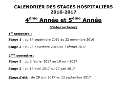 Calendrier Stages Hospitaliers D2-D3 2016-2017