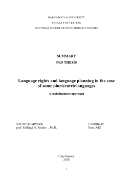 SUMMARY PhD THESIS Language rights and language planning in