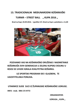 13. tradicionalni međunarodni košarkaški turnir – street ball „ kupa