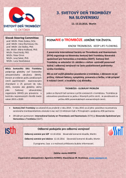 3. svetový deň trombózy na slovensku