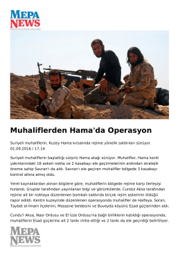 Muhaliflerden Hama`da Operasyon