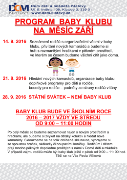 program baby klubu - Dům dětí a mládeže Klatovy