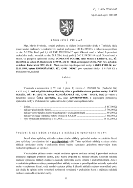 Č.j.: 110 Ex 2274/16-87 Sp.zn. zást. opr.