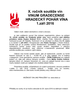 Pozvánka na Hradecký pohár vína 2016